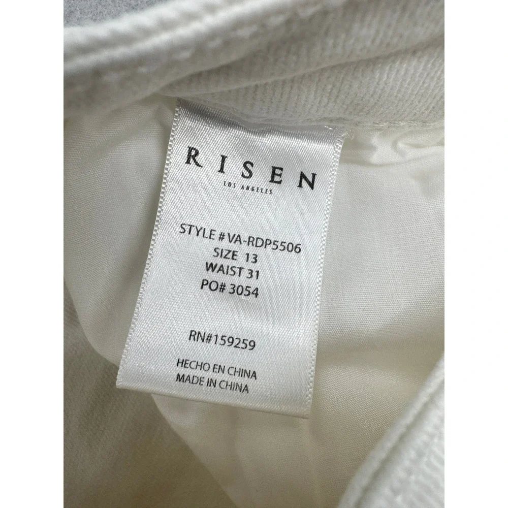 Risen Jeans High Rise Wide Leg Cropped Raw Hem Jeans Womens 13/31 (30x25) White